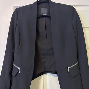 Trouvé Black Architectural Blazer | Asymmetrical Hem & Silver Hardware | XS